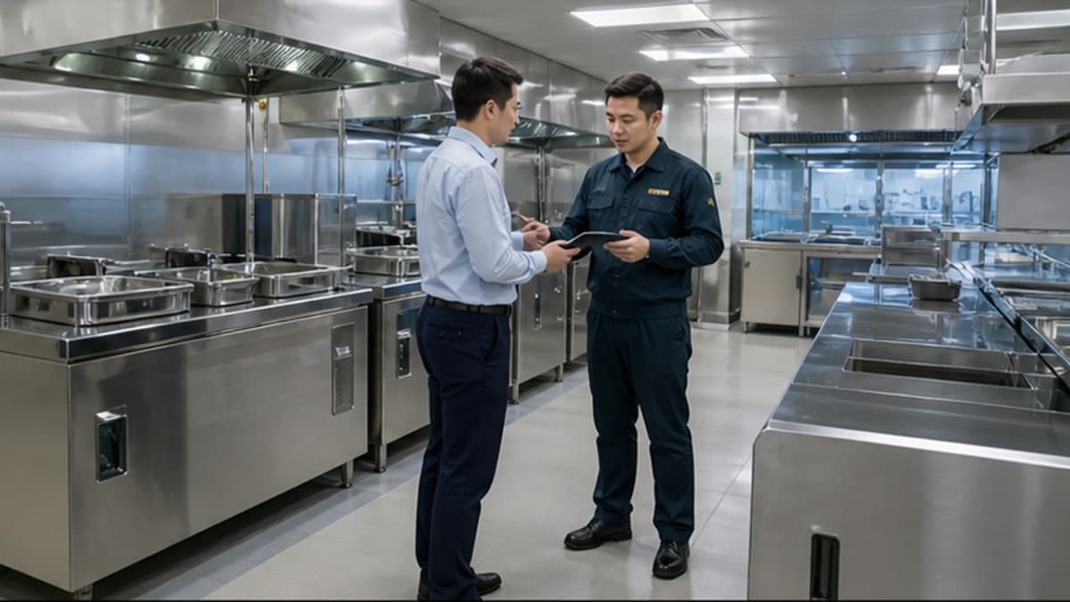 Commercial Cooking Equipment Noise Standards & Test Data: Compliance for Different Scenarios: Canteen Kitchen Edition cover image for Fengzhida commercial kitchen equipment guide