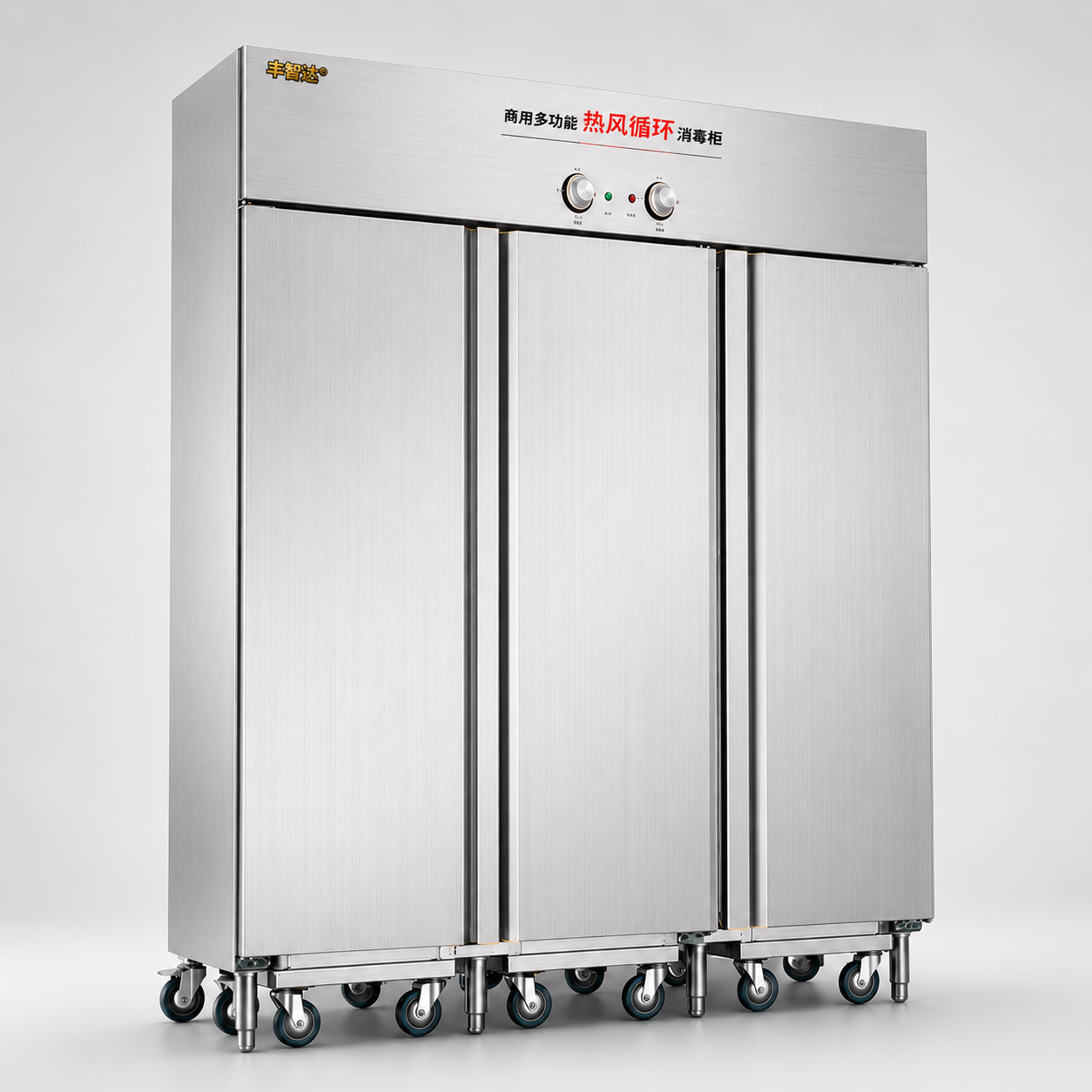 立式消毒柜2500A 三门推车轮款4层深篮