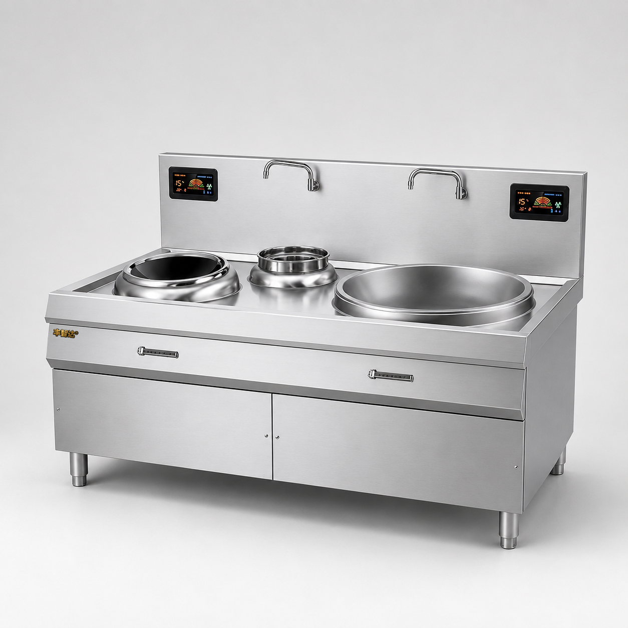 商用电磁大小组合灶40小炒+60大锅灶纯铜线圈15KW+15KW