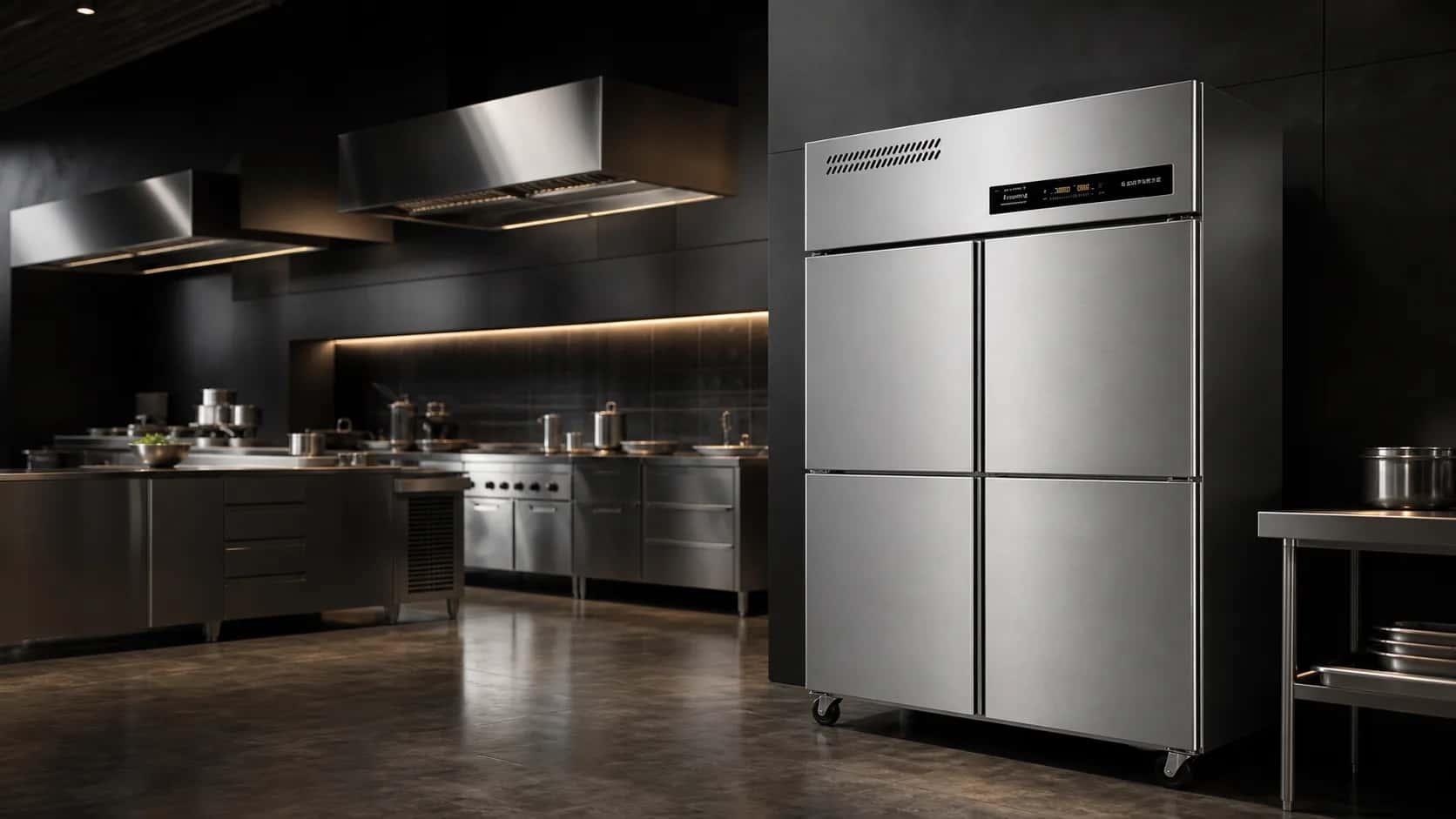 Fengzhida four-door refrigerator in a commercial kitchen refrigeration scene